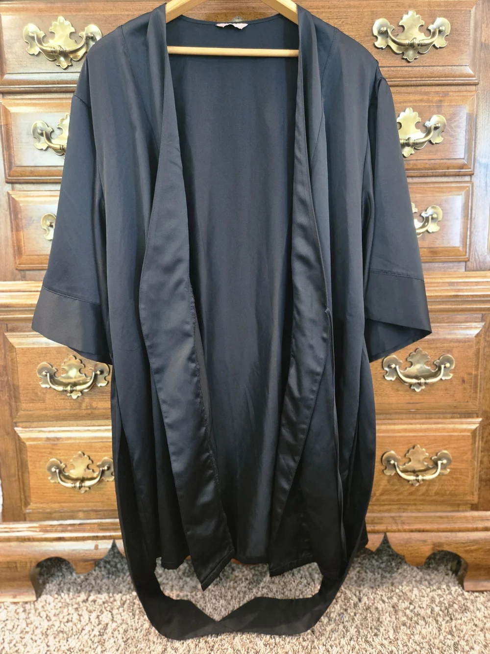 💝ThirdLove Black Satin Belted Robe OSFM💝
